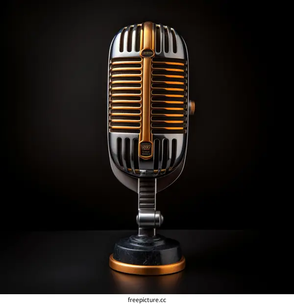 Retro Microphone on Black Background