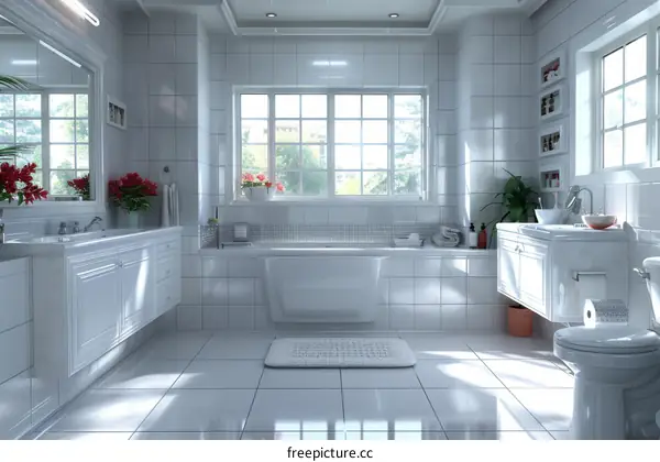 Modern Clean White Bathroom Interior Design