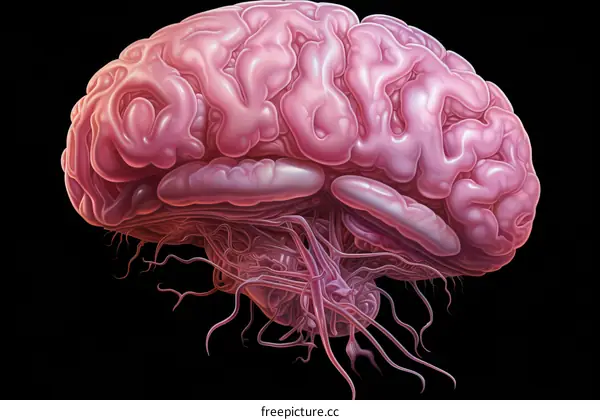 3D Illustration of the Human Brain's Structure