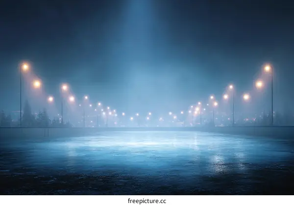Foggy Night Cityscape Empty Road Illustration