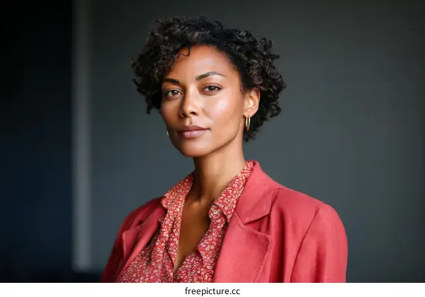 Confident Woman Portrait in Red Jacket