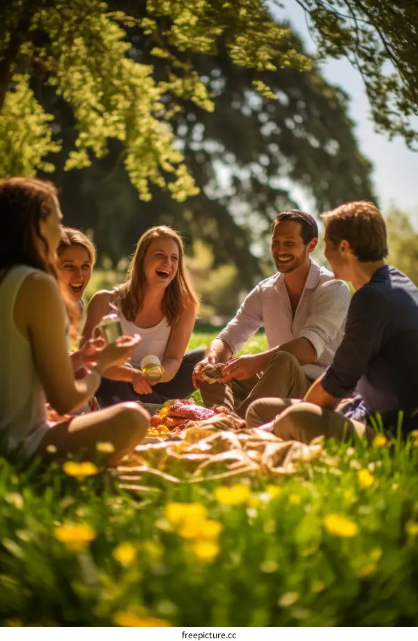 Friends enjoying a picnic in the park