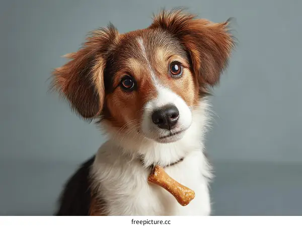 Adorable Puppy Portrait with Bone Collar