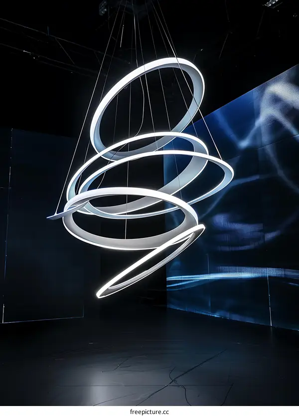 Modern White Circular Light Fixture Hanging From Ceiling