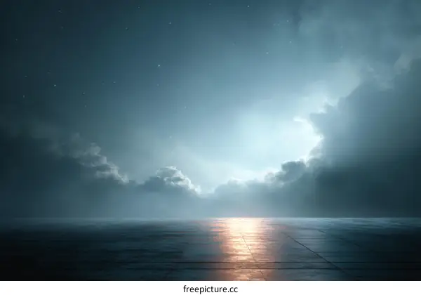 Nocturnal Sky Panorama on Concrete Plaza