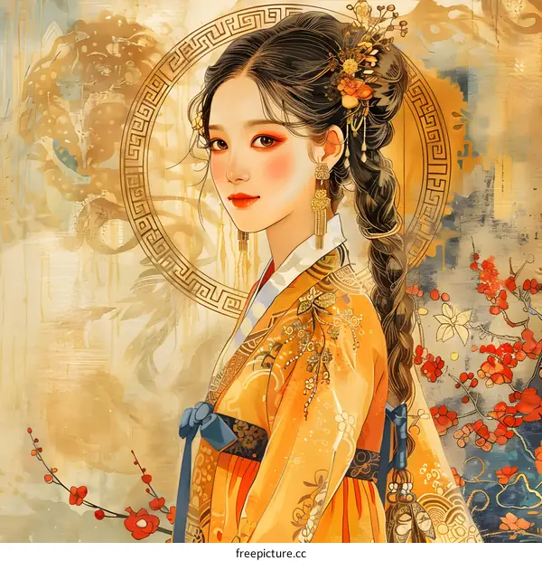 A beautiful Korean woman in traditional dress