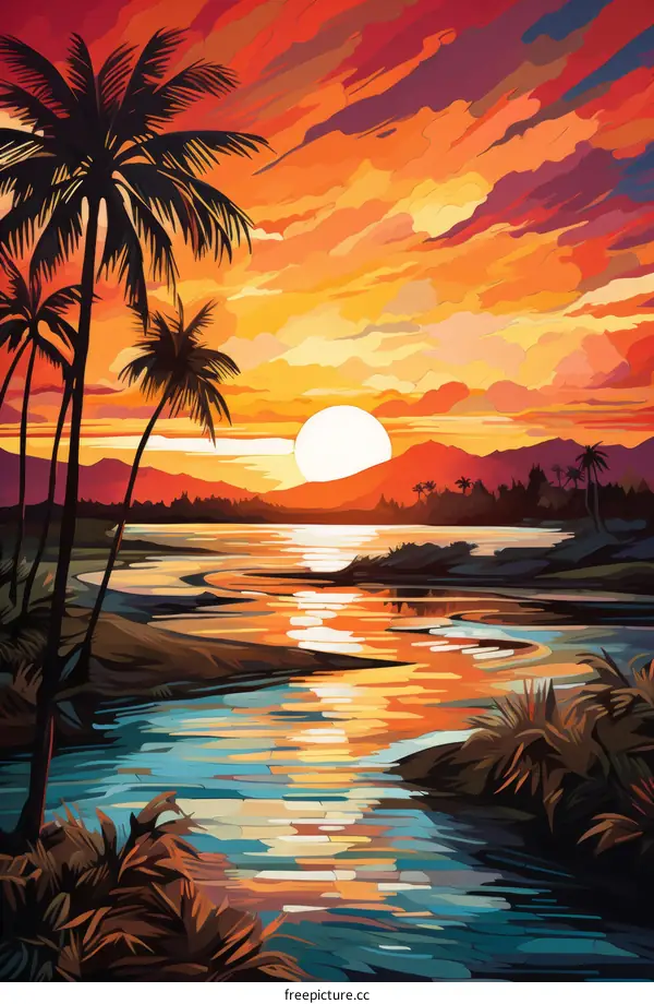 Tropical Sunset Beach Paradise