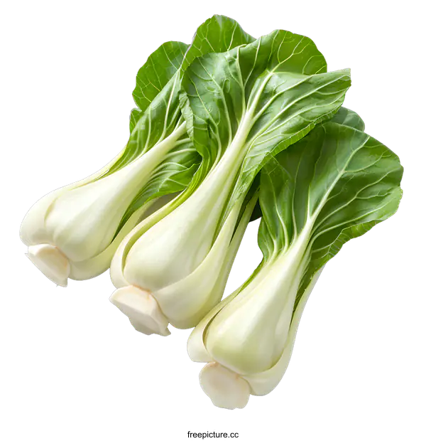 [Transparent Background PNG]Three fresh Bok Choy on white background