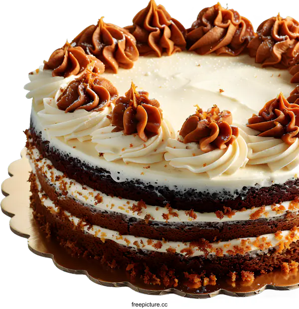 [Transparent Background PNG]Delicious three layer cake with frosting