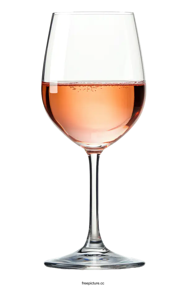 [Transparent Background PNG]Elegant Rose Wine Glass Filled with Sparkling Drink