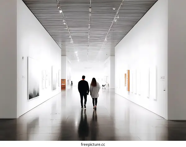 Modern Art Gallery Interior with Visitors