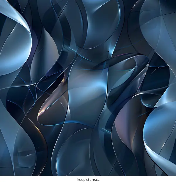 Abstract Dark Blue and Silver 3D Shapes Illustration