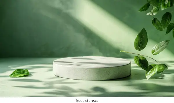 Green Aesthetic Minimalist Concrete Podium Display