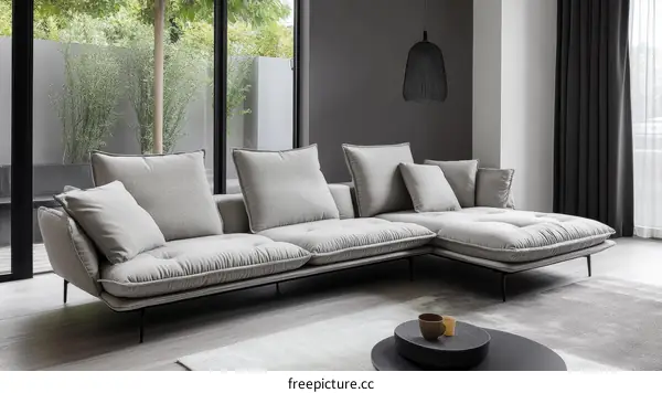Modern Grey Sectional Sofa in a Stylish Living Room