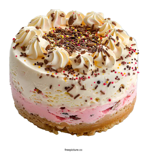 [Transparent Background PNG]Delicious Ice Cream Cake with Sprinkles