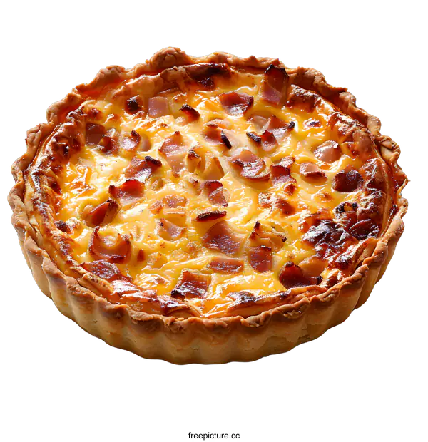 [Transparent Background PNG]A delicious quiche with a golden crust