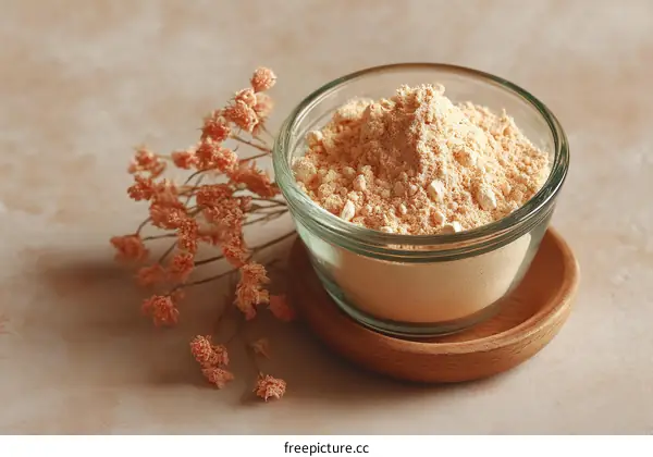 Dried Flowers and Powder in a Glass Bowl