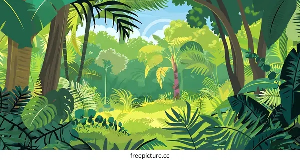Dense Tropical Rainforest Illustration