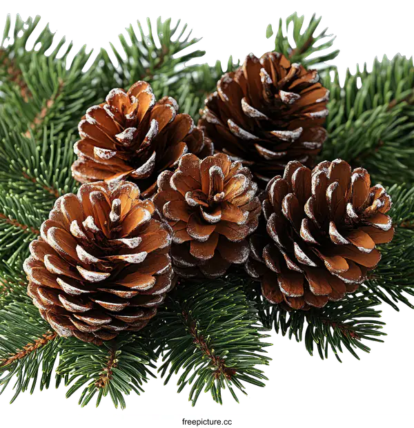 [Transparent Background PNG]Winter Festive Pine Cones and Fir Branches