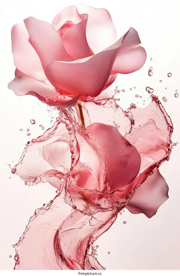 Rose Flower in Water Splash Art