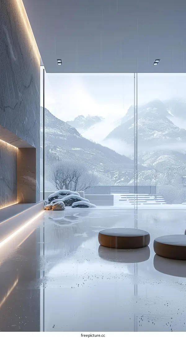 Minimalist Living Room with Breathtaking Mountain Views