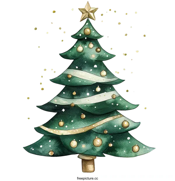 [Transparent Background PNG]Christmas Tree Watercolor Illustration