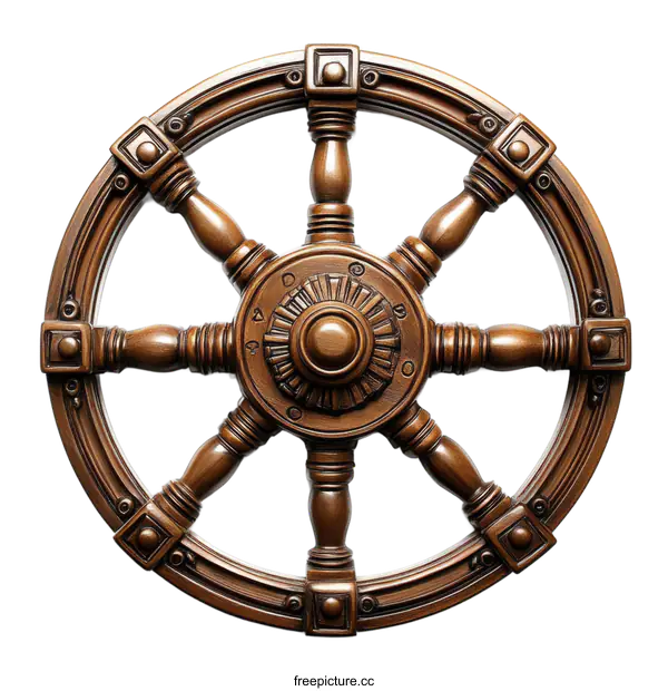 [Transparent Background PNG]Vintage Wooden Decorative Steering Wheel