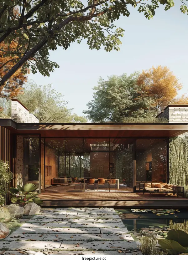 Courtyard House with Natural Elements and Modern Interiors