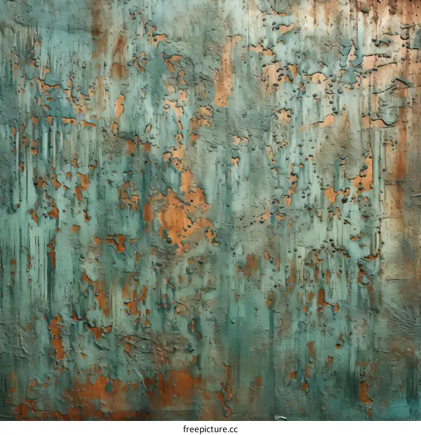 Blue and copper abstract painting