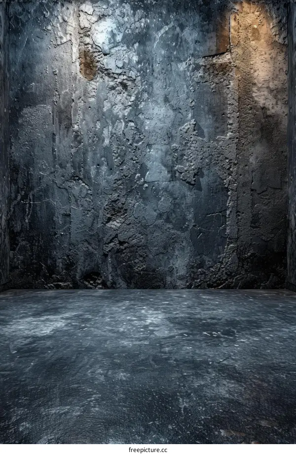 Spotlight on grunge wall and floor