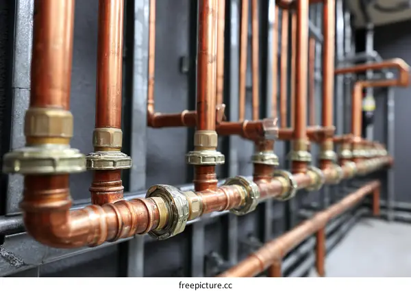 Copper Pipes and Fittings in a System