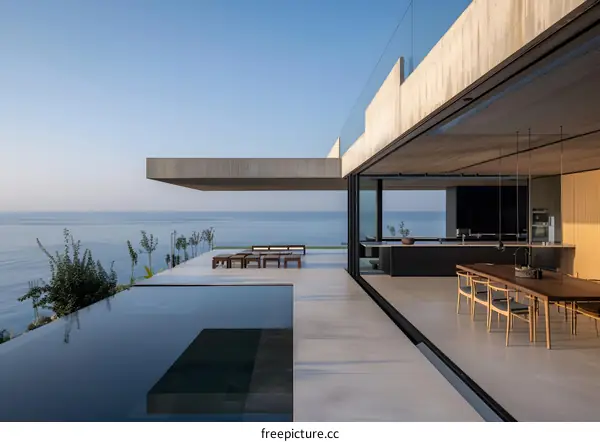 Modern Minimalist House with Infinity Pool Overlooking the Ocean