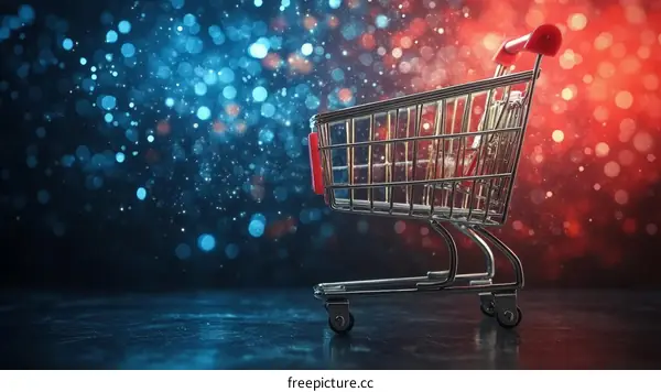 Empty Shopping Cart on a Dark Background