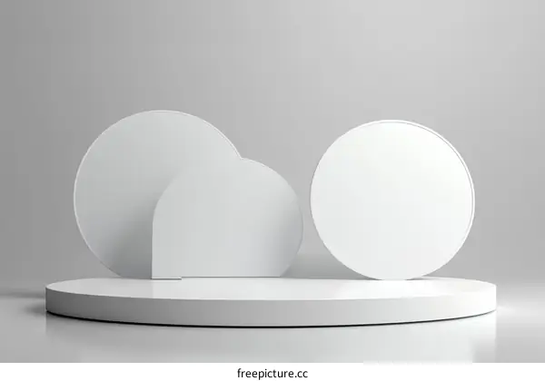 Minimalist White Geometric Shapes Display Platform
