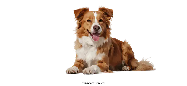 [Transparent Background PNG]A cute brown and white dog lying on the ground