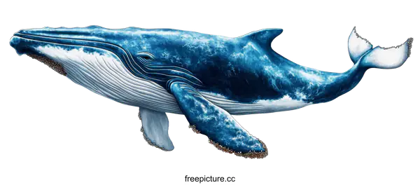 [Transparent Background PNG]Majestic Blue Whale Illustration