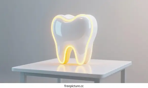 3D Rendering of Illuminated Tooth with Glowing Outline