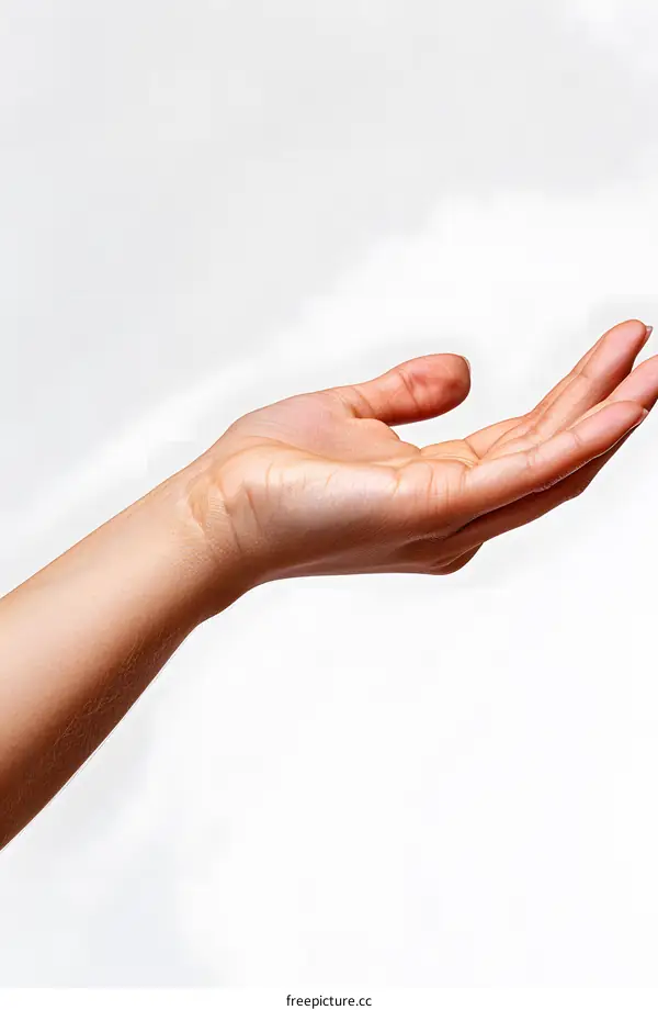 An outstretched hand with the palm facing upwards