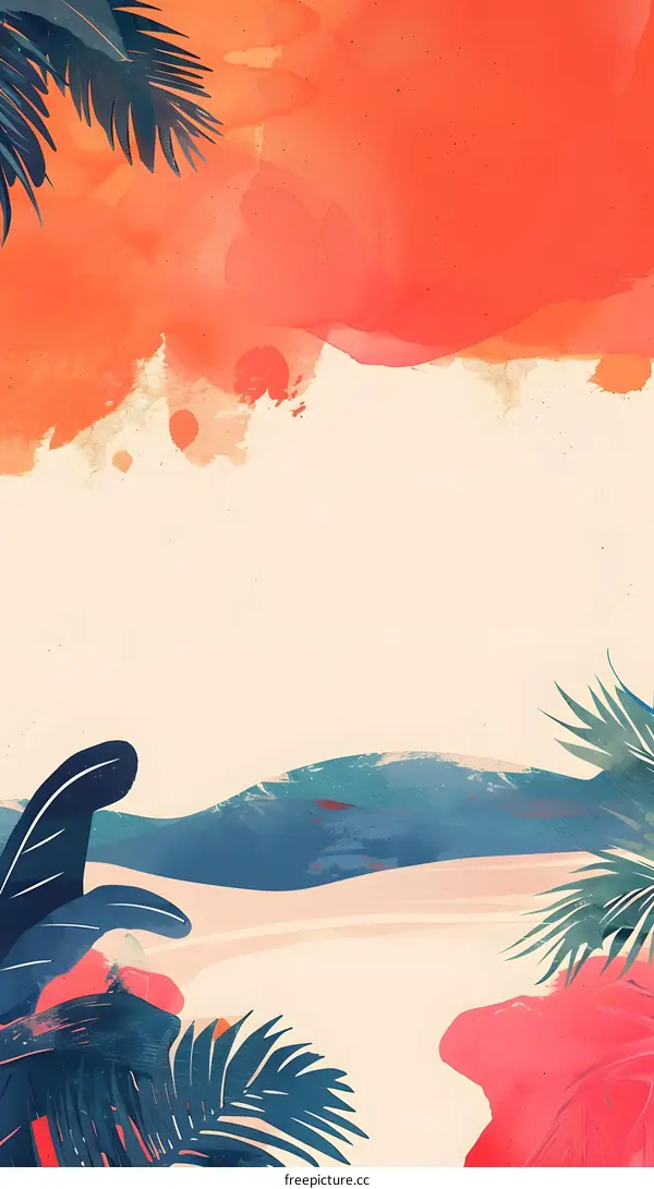 Watercolor Tropical Palm Leaf Background