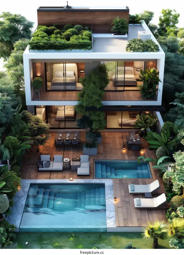 Modern Tropical House with Pool and Garden
