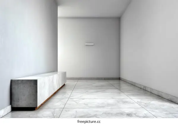 Modern Minimalist Hallway Design with Stone Bench