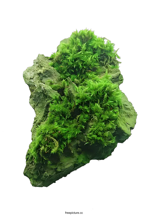 [Transparent Background PNG]Green Moss on Rock Close Up