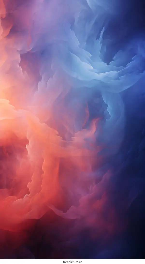 Colorful abstract fractal cloudscape with blue, orange and purple colors