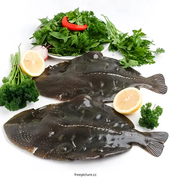 Fresh Turbot Fish with Herbs and Lemon