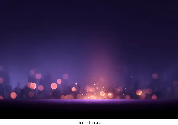 Purple Night City Lights Abstract Background