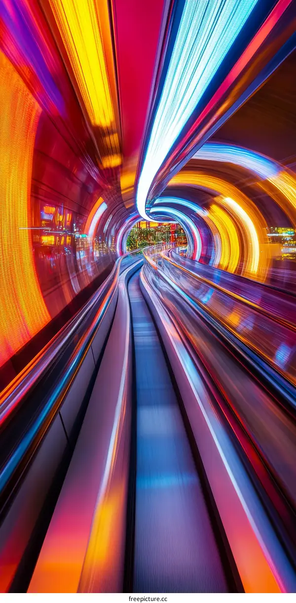 Dynamic Colorful Tunnel with Moving Escalators