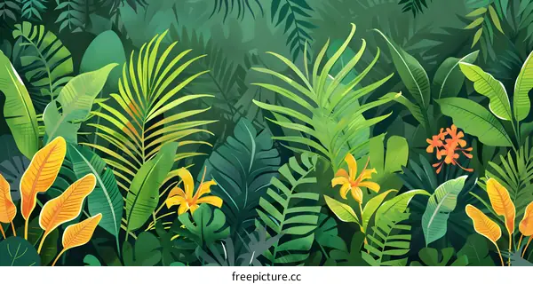 Tropical Leaves Illustration Background Design