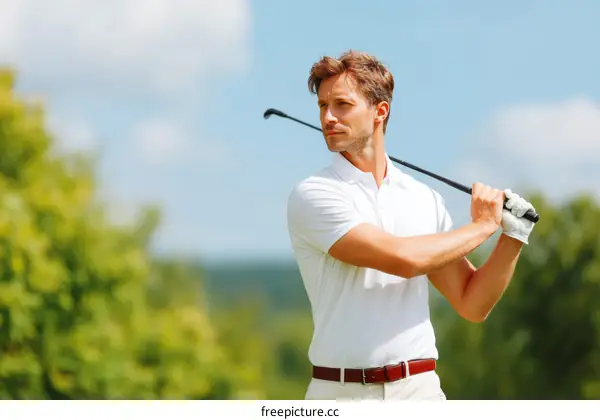 Golf Player in Action on a Sunny Day