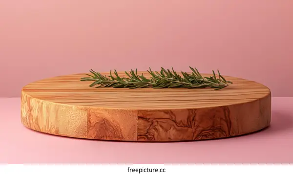 Wooden Cutting Board with Rosemary
