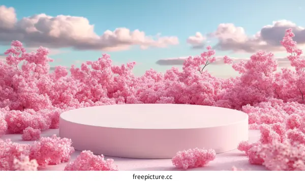 Pink Cherry Blossom Display Podium